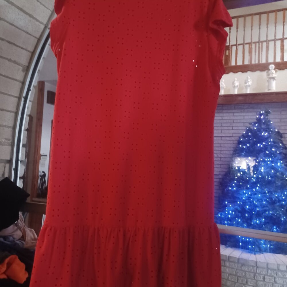 Rhythm + Rose Women's Eyelet Short Sleeve Short Dress L Orange - Picture 2 of 6